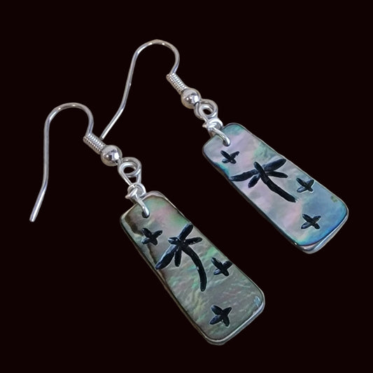 Zuni Abalone Shell Dragonfly Zuni Fetish Earrings