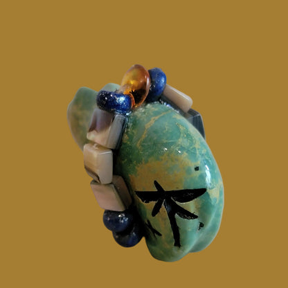 Campo Frio Turquoise Bear w/Fancy Bundle Zuni Fetish