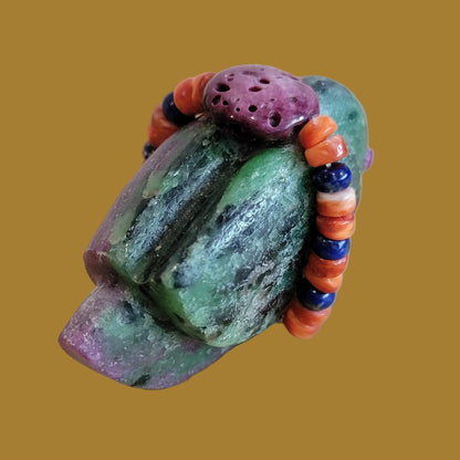Ruby in Zoesite Colorful Messenger Bird Zuni Fetish