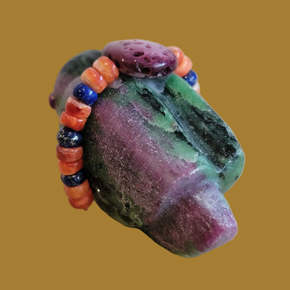 Ruby in Zoesite Colorful Messenger Bird Zuni Fetish