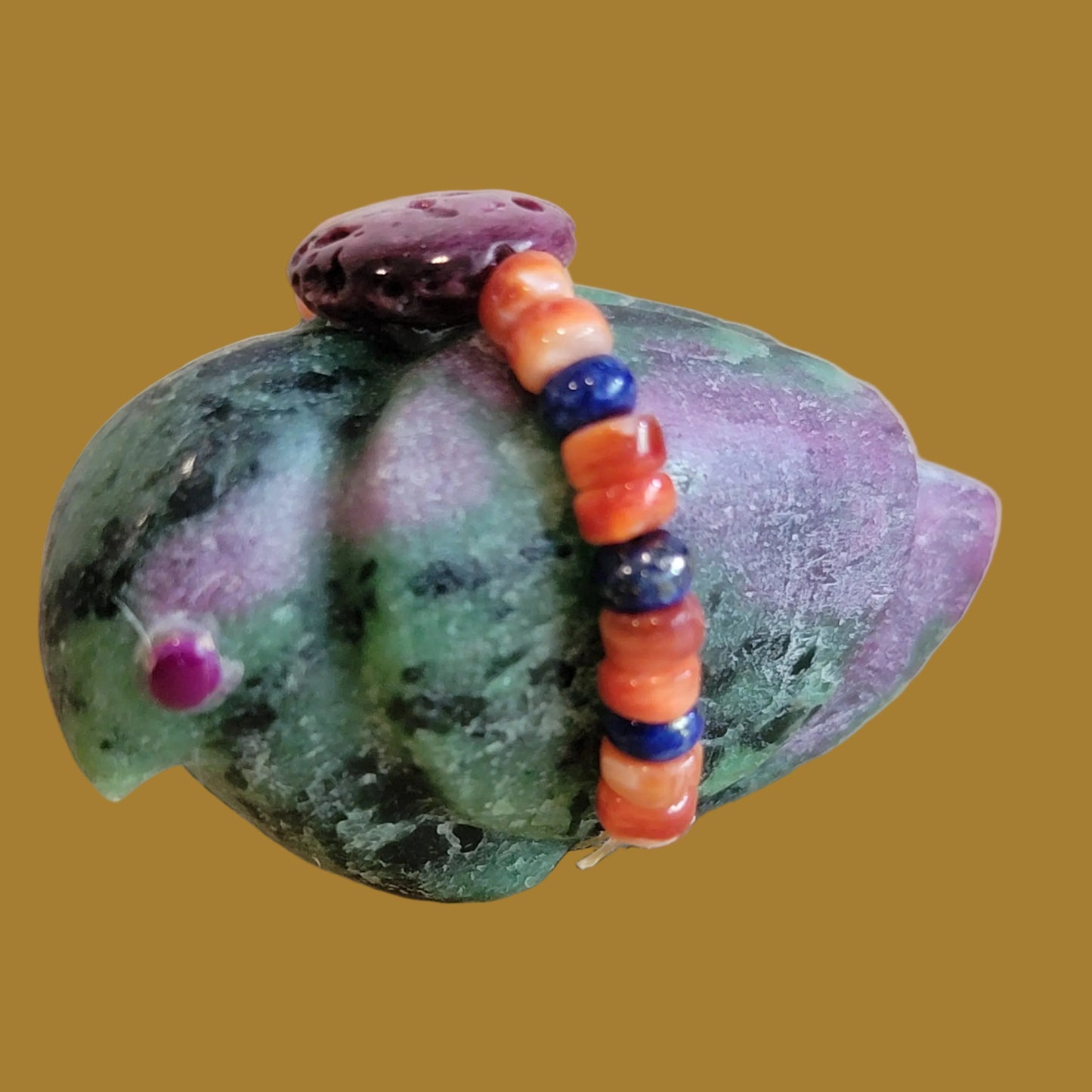 Ruby in Zoesite Colorful Messenger Bird Zuni Fetish