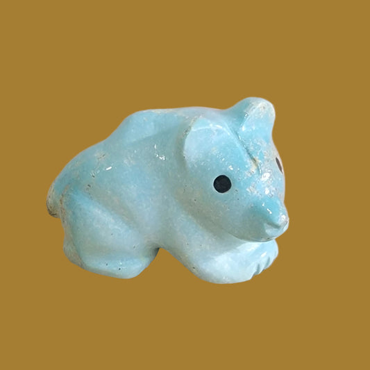 Natural Fox Turquoise Navajo Gizzly Bear Cub Zuni Fetish