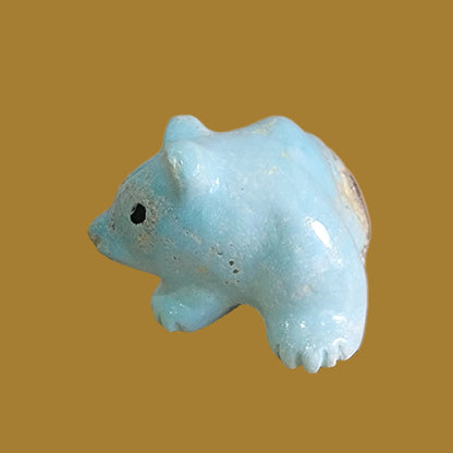 Natural Fox Turquoise Navajo Gizzly Bear Cub Zuni Fetish