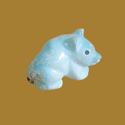 Natural Fox Turquoise Navajo Gizzly Bear Cub Zuni Fetish