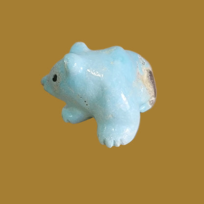 Natural Fox Turquoise Navajo Gizzly Bear Cub Zuni Fetish