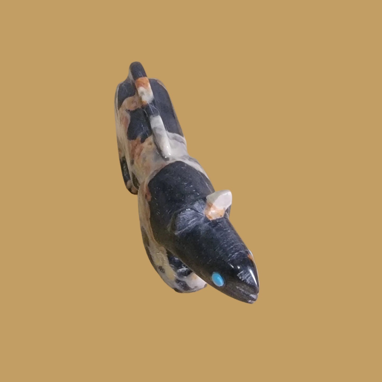 Sleek Orca Agate Mountain Lion Zuni Fetish