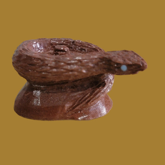 Pipestone Coiled Snake Guarding Egg Zuni Fetish