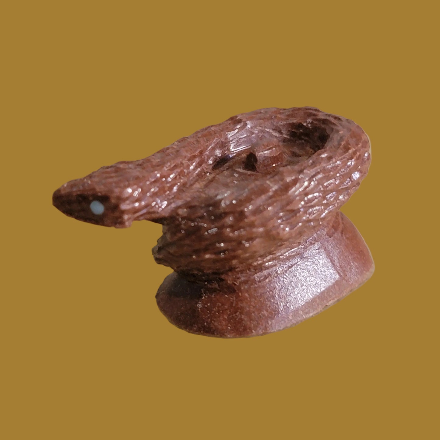 Pipestone Coiled Snake Guarding Egg Zuni Fetish