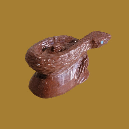 Pipestone Coiled Snake With Rattle Zuni Fetish