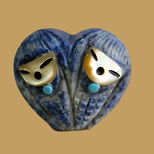 Double Heart Shaped Lapis Zuni Corn Maidens Zuni Fetish