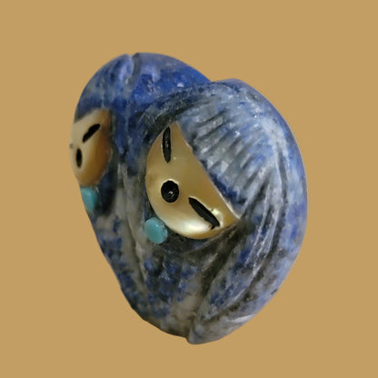 Double Heart Shaped Lapis Zuni Corn Maidens Zuni Fetish
