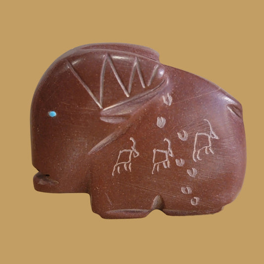Pipestone Ram w/Petroglyphs Zuni Fetish