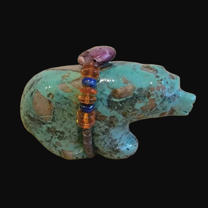 Fabulous Turquoise Bear w/Gemstone Bundle Zuni Fetish