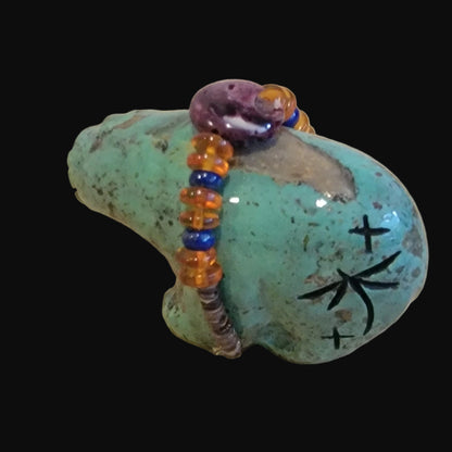 Fabulous Turquoise Bear w/Gemstone Bundle Zuni Fetish