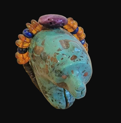 Fabulous Turquoise Bear w/Gemstone Bundle Zuni Fetish