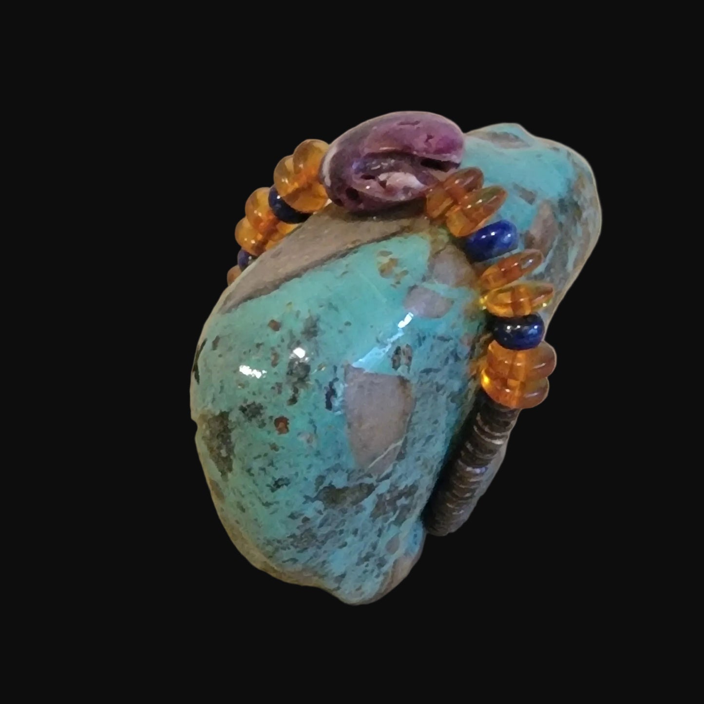 Fabulous Turquoise Bear w/Gemstone Bundle Zuni Fetish