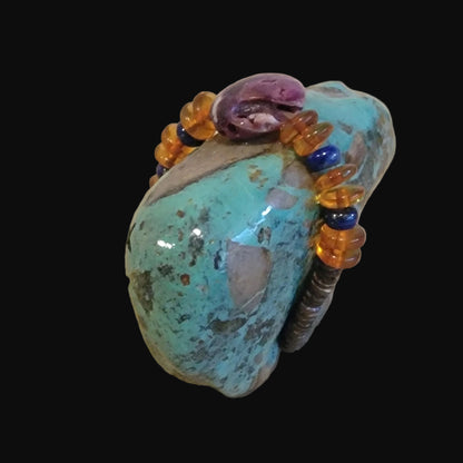 Fabulous Turquoise Bear w/Gemstone Bundle Zuni Fetish