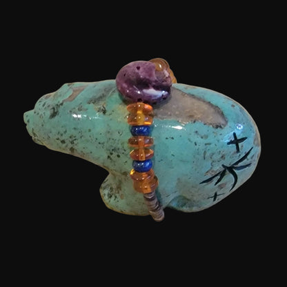 Fabulous Turquoise Bear w/Gemstone Bundle Zuni Fetish