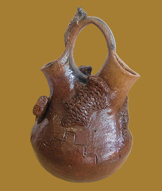Navajo Pine Pitch Horned Toad Lizard Wedding Vase Indian Pottery