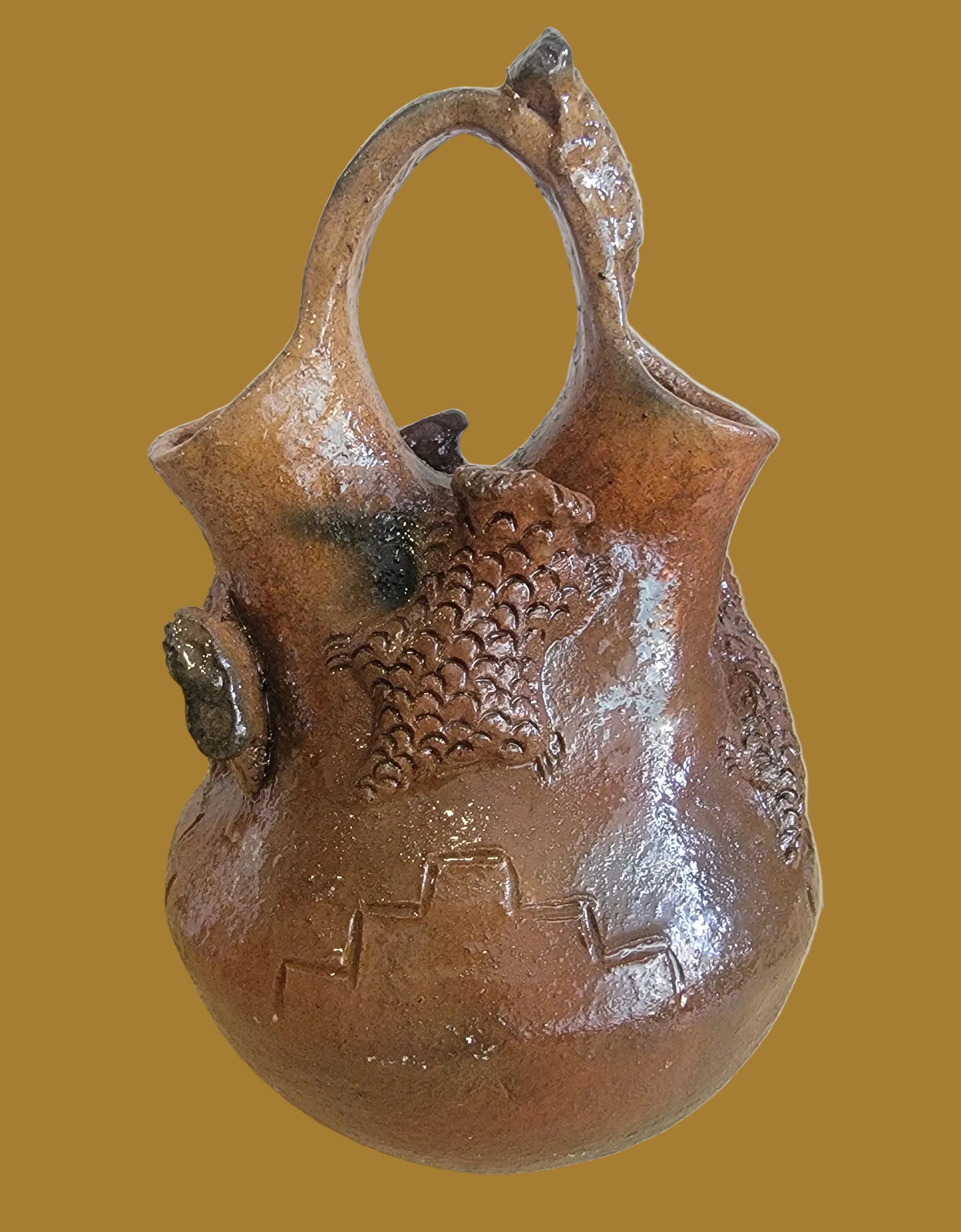 Navajo Pine Pitch Horned Toad Lizard Wedding Vase Indian Pottery