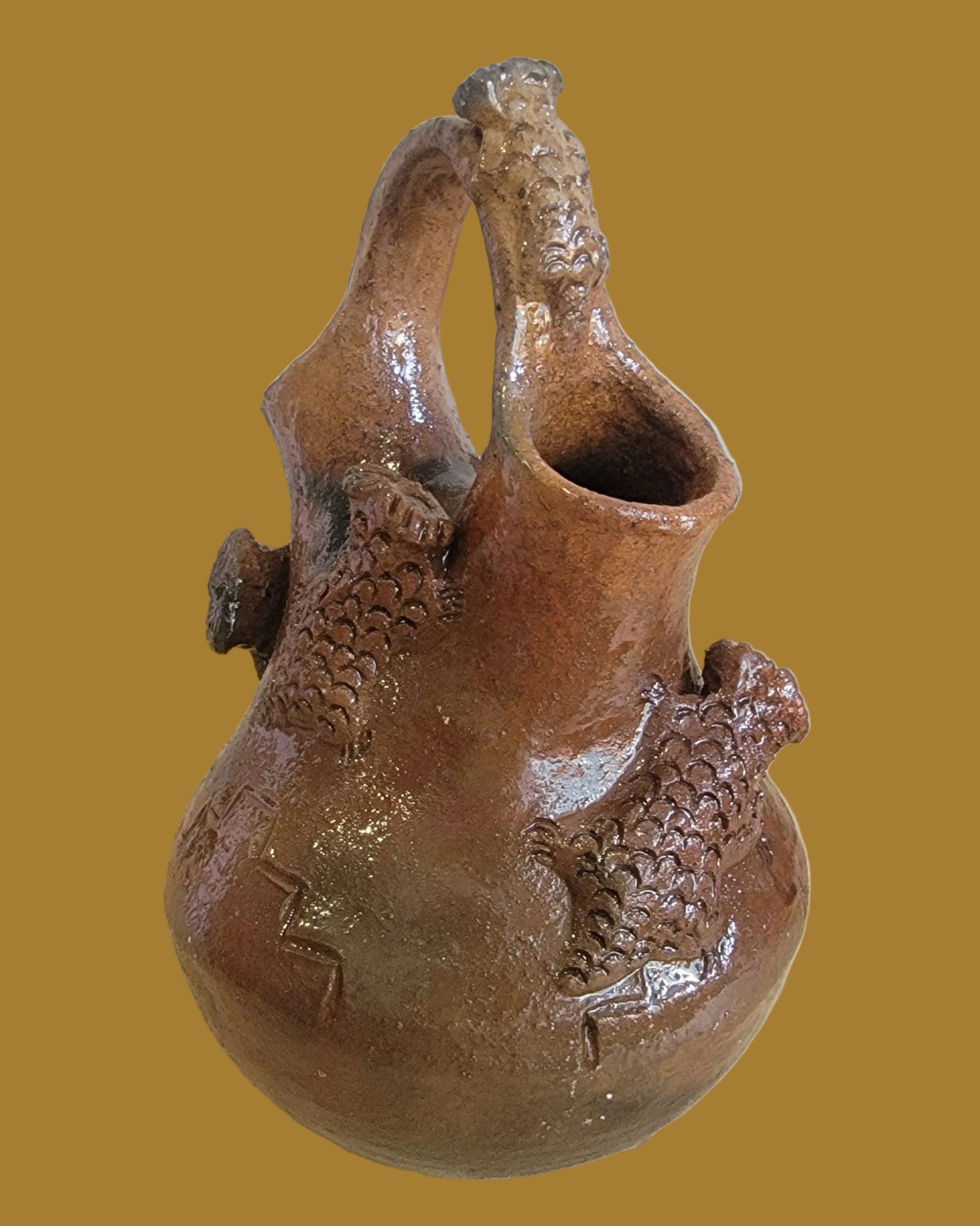 Navajo Pine Pitch Horned Toad Lizard Wedding Vase Indian Pottery