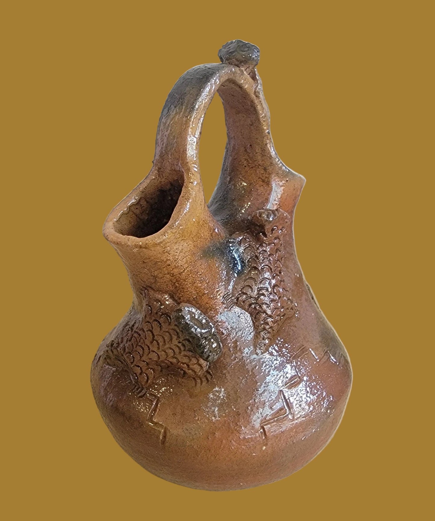 Navajo Pine Pitch Horned Toad Lizard Wedding Vase Indian Pottery