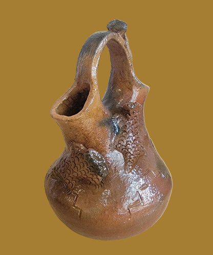 Navajo Pine Pitch Horned Toad Lizard Wedding Vase Indian Pottery