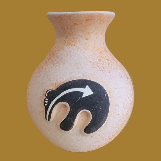 Zuni Pueblo Pottery Vase w/ Raised Fetish Design