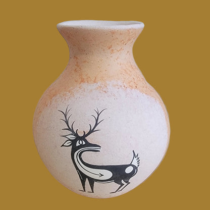Zuni Pueblo Pottery Vase w/ Raised Fetish Design