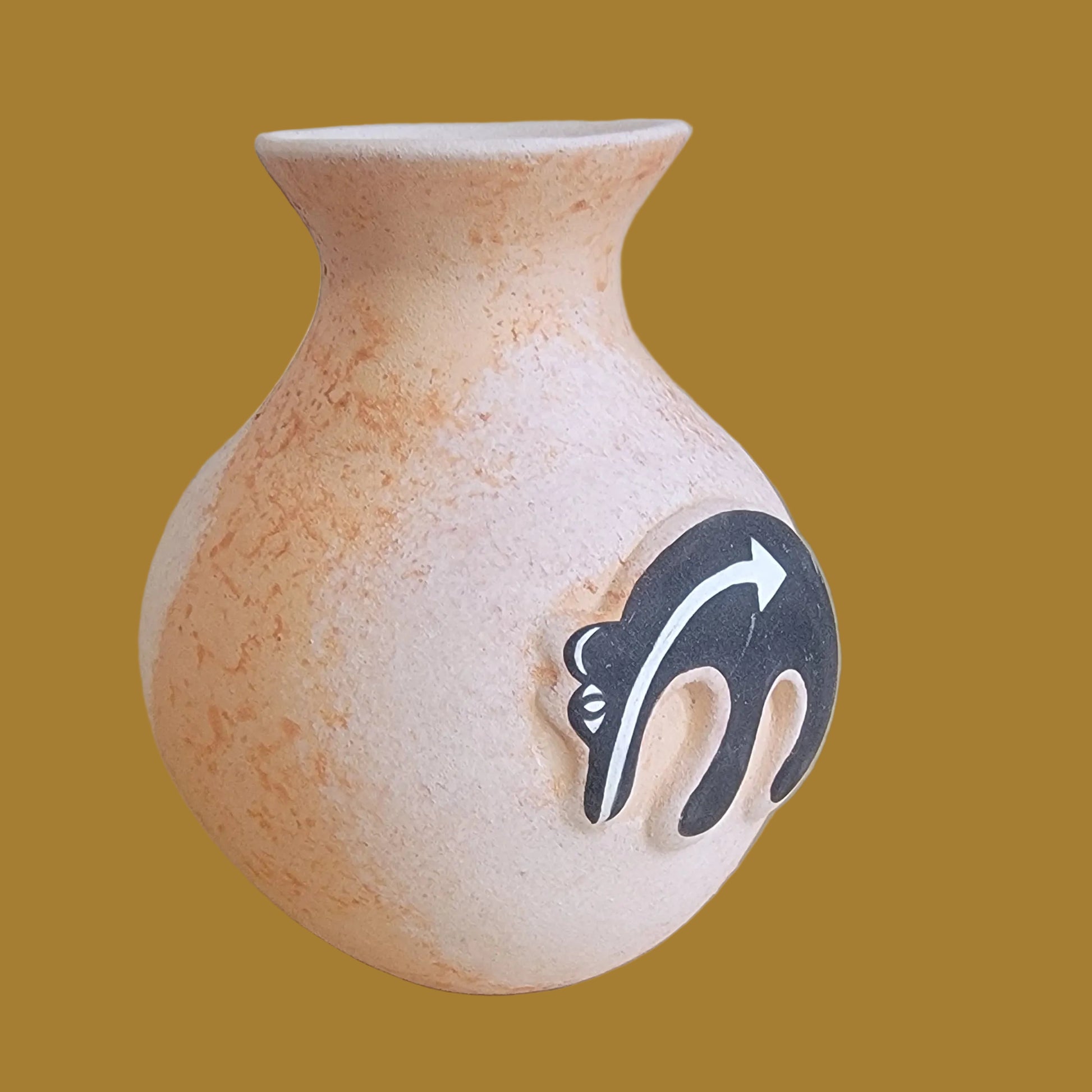 Zuni Pueblo Pottery Vase w/ Raised Fetish Design