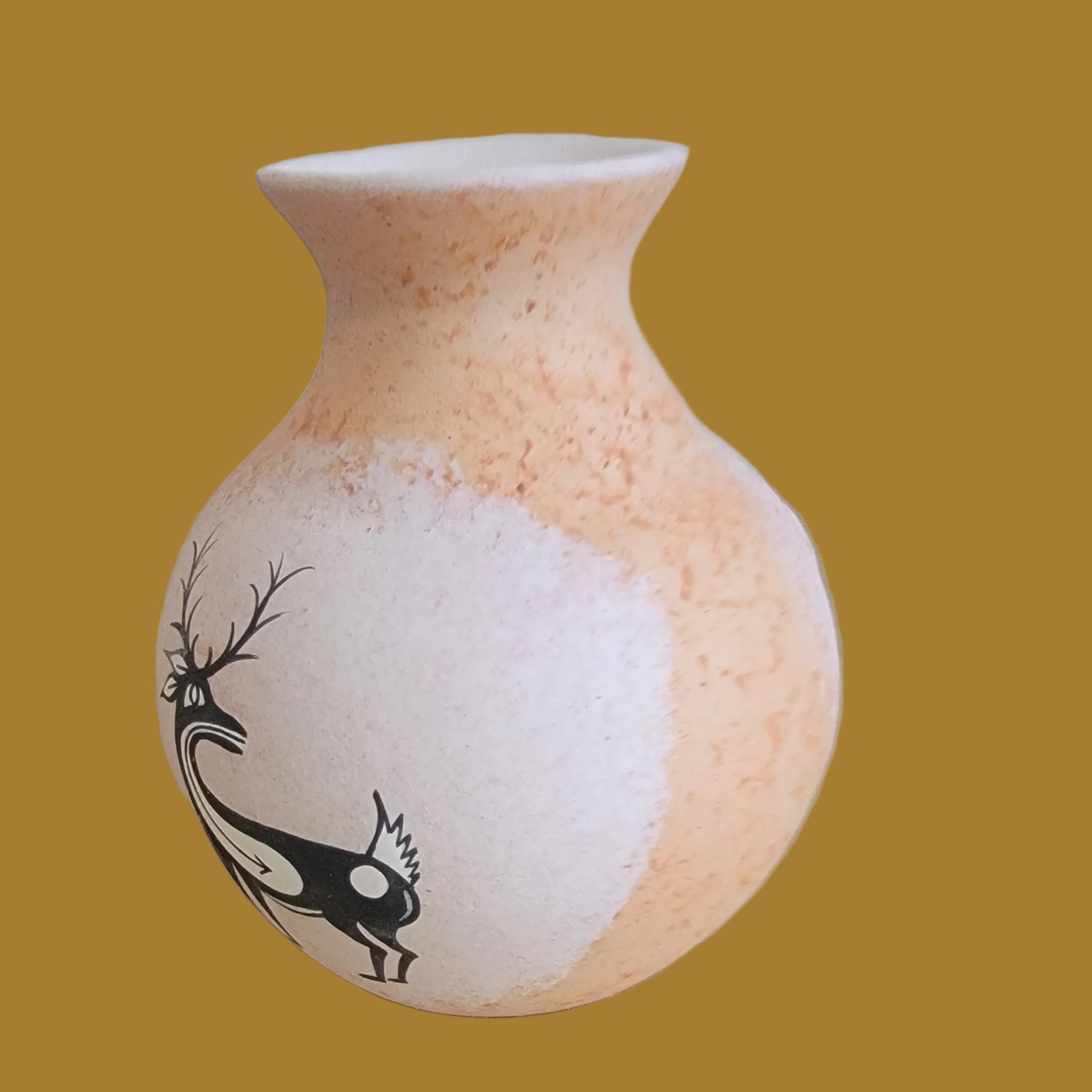 Zuni Pueblo Pottery Vase w/ Raised Fetish Design