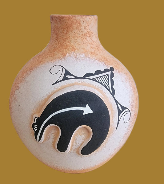 Deer w/Heartline and Raised Medicine Bear Pueblo Pottery Va