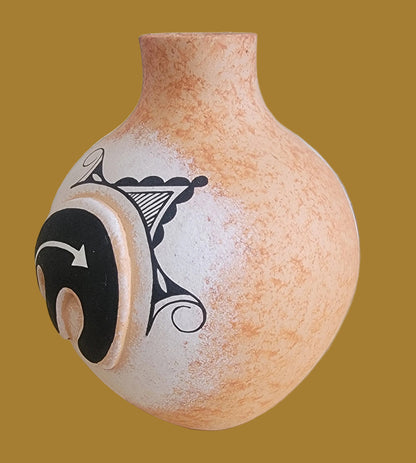 Deer w/Heartline and Raised Medicine Bear Pueblo Pottery Vase