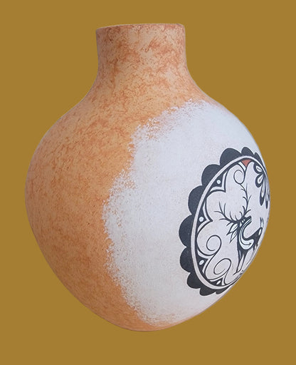 Deer w/Heartline and Raised Medicine Bear Pueblo Pottery Vase