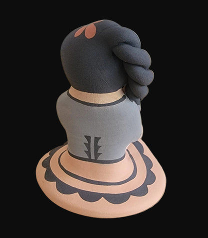 Braided Jemez Pueblo Pottery Storyteller w/Child and Papoose