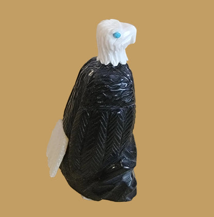 Regal Eagle Jet, Shell and Antler Zuni Fetish