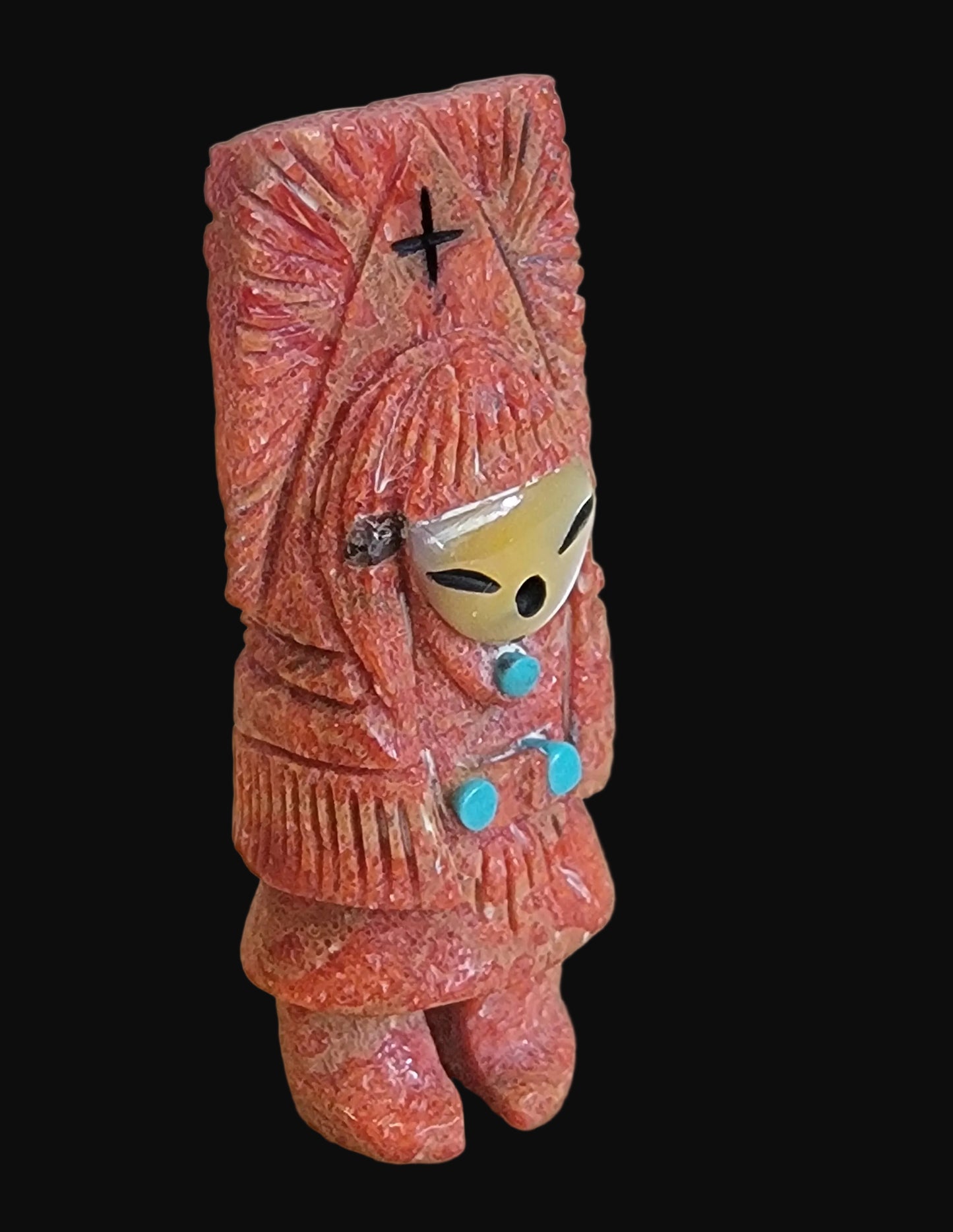 Zuni Apple Coral Maiden w/ Tablita Zuni Fetish