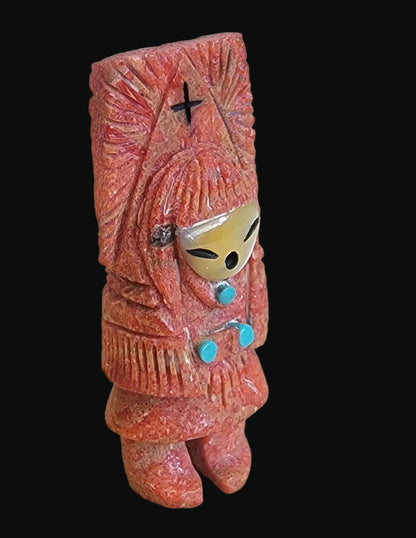 Zuni Apple Coral Maiden w/ Tablita Zuni Fetish