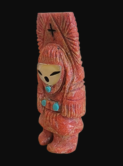 Zuni Apple Coral Maiden w/ Tablita Zuni Fetish