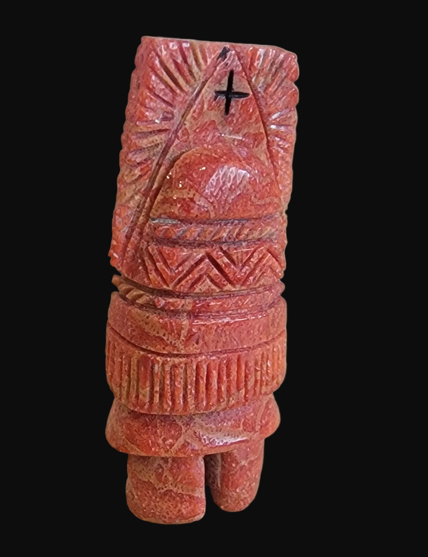 Zuni Apple Coral Maiden w/ Tablita Zuni Fetish