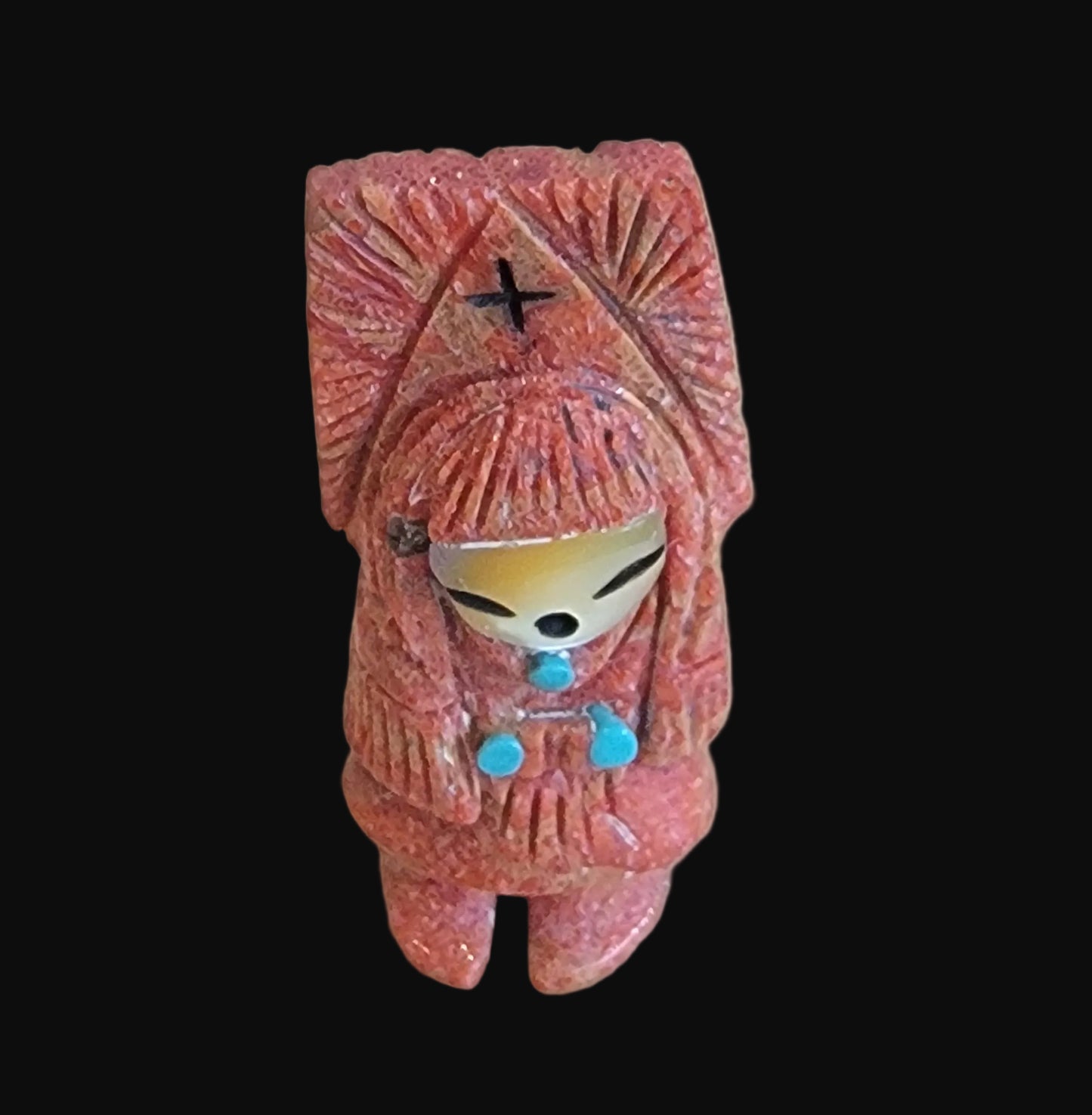 Zuni Apple Coral Maiden w/ Tablita Zuni Fetish