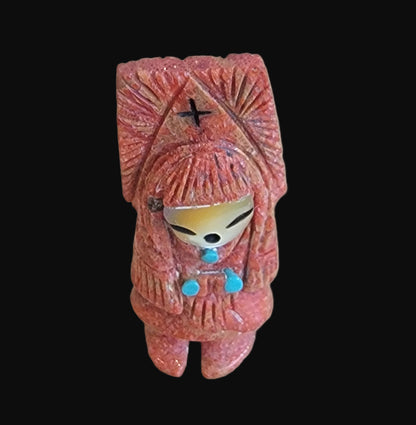 Zuni Apple Coral Maiden w/ Tablita Zuni Fetish
