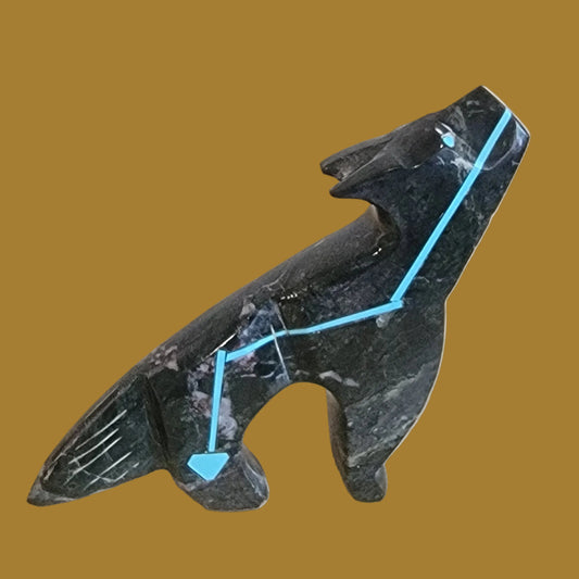 Marble Coyote w/ Heartline Zuni Fetish