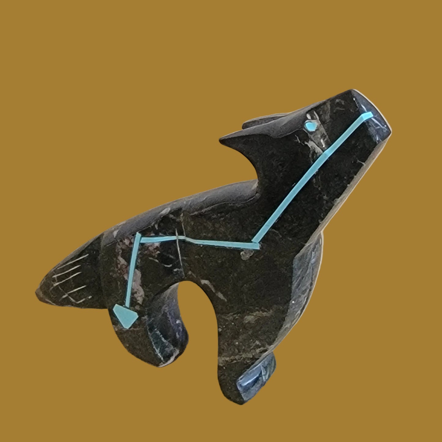 Marble Coyote w/ Heartline Zuni Fetish