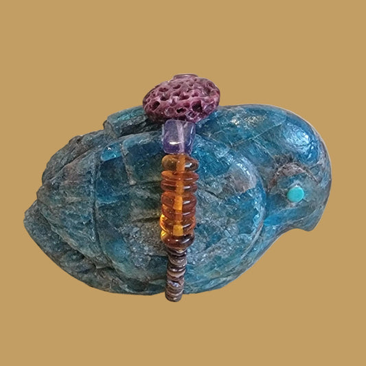 Elegant Apatite Messenger Bird w/ Fancy Bundle Zuni Fetish
