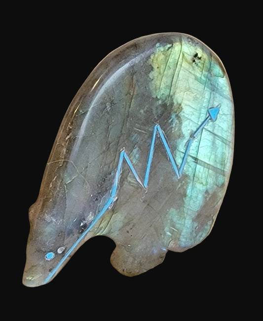 Firey Labradorite Medicine Bear Zuni Fetish