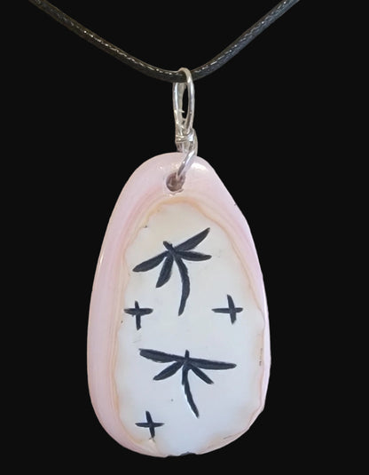 Elegant Pink Conch Shell Zuni Fetish Maiden Pendant Indian Jewelry