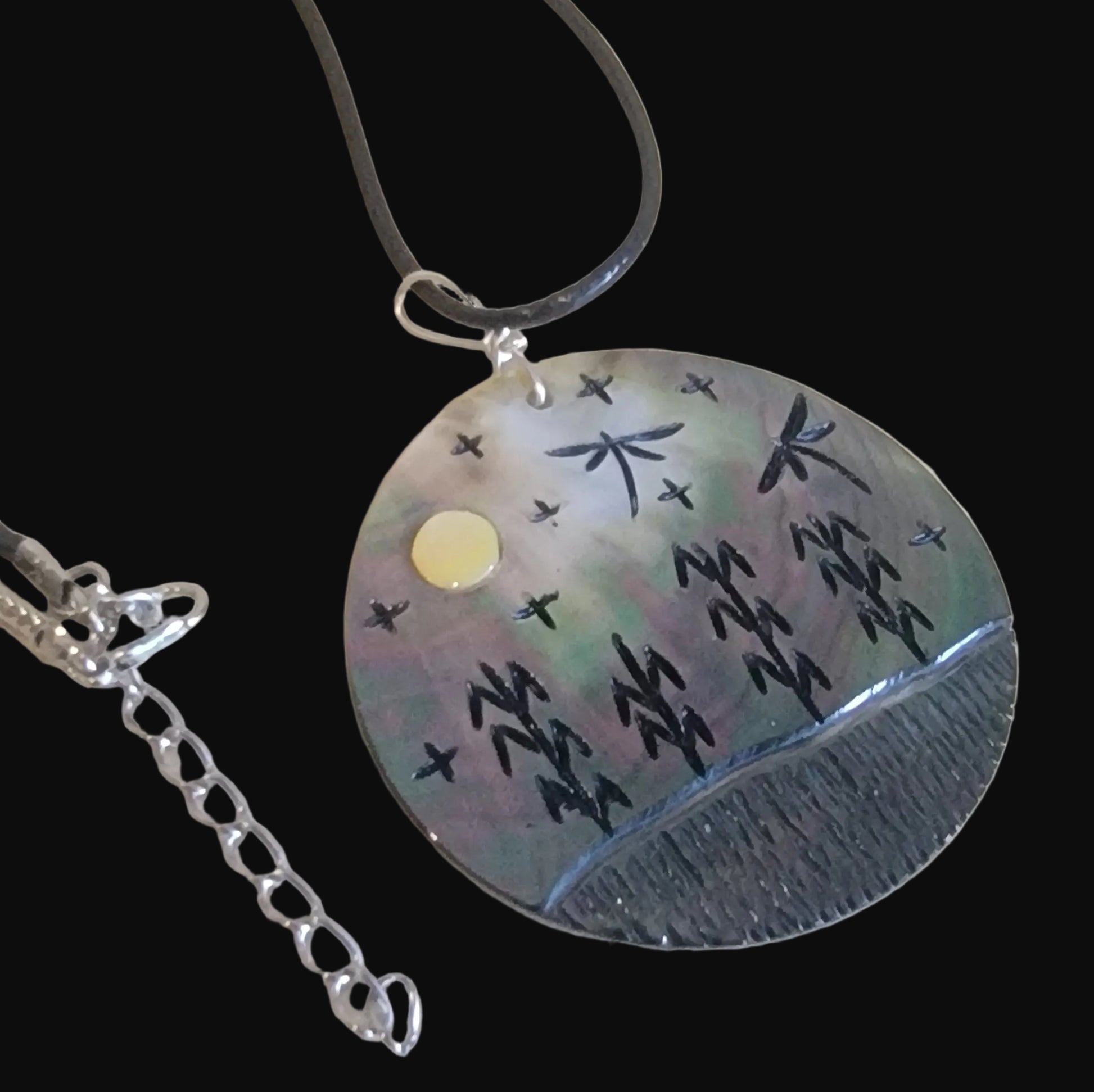 Elegant and Unique Zuni Harvest Moon Silver Lip Zuni Fetish Pendant