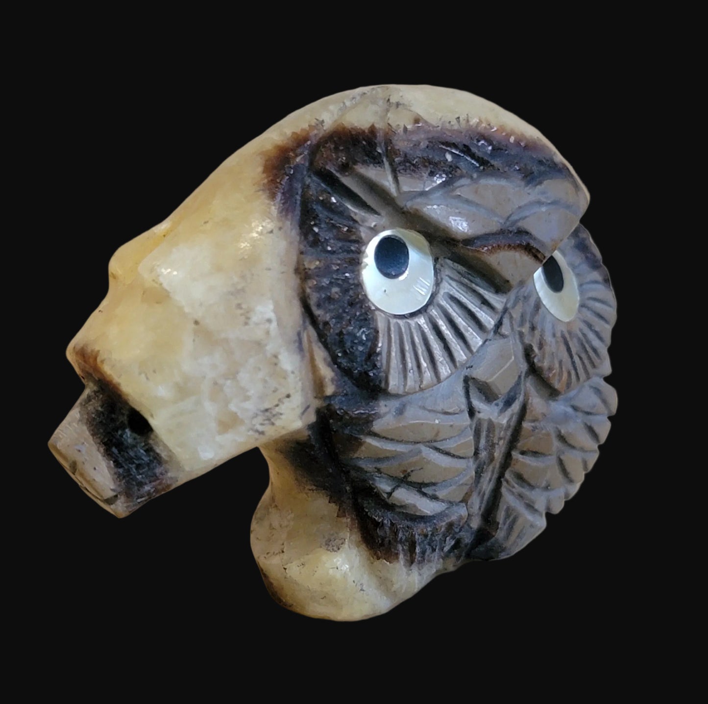 Fabulous Septarian Nodule Bear /Owl Combo Zuni Fetish
