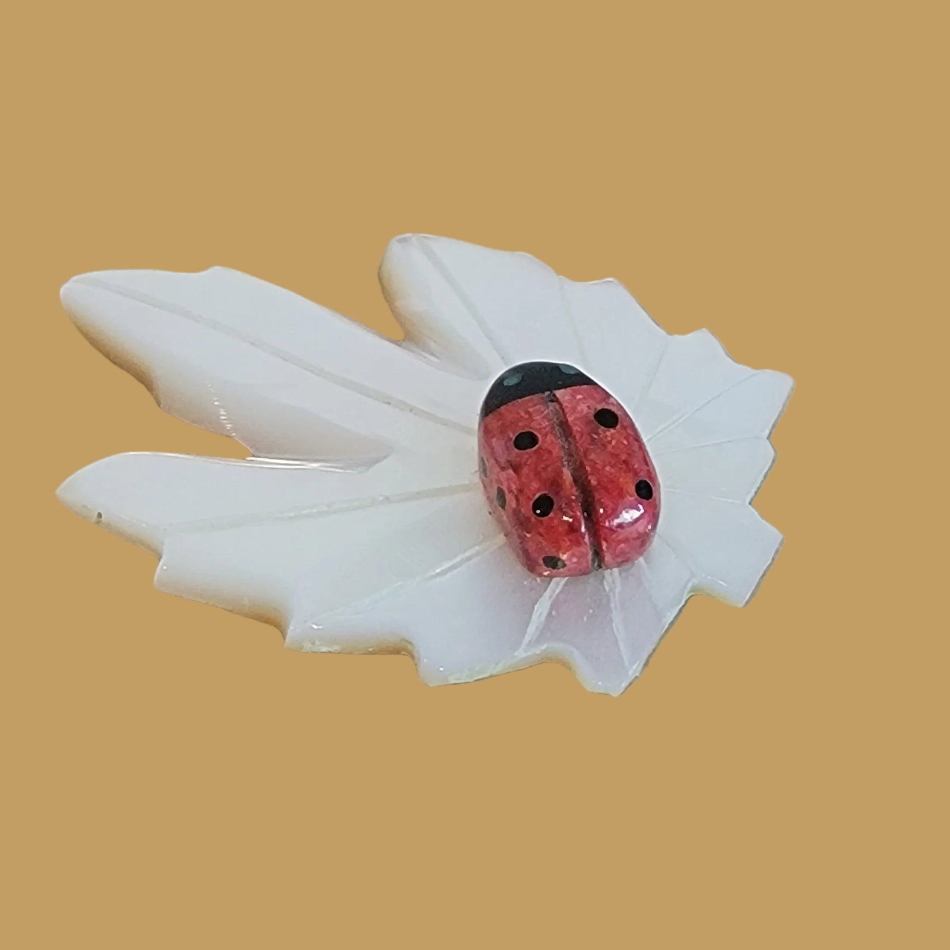 Ladybug on M.O.P. Leaf Zuni Fetish
